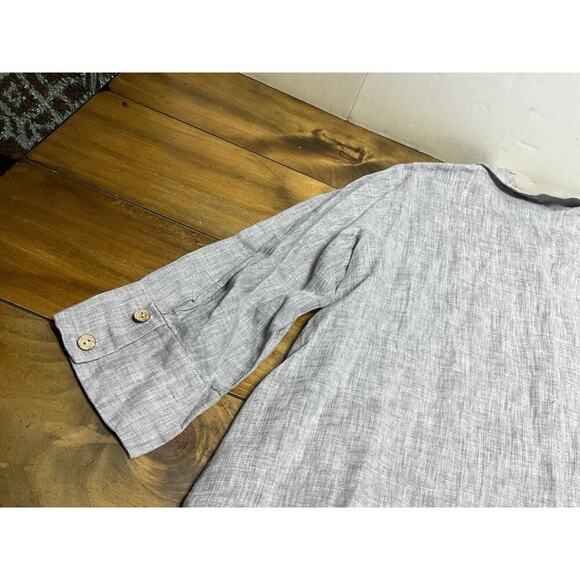 Yuvita Linen Gray Button Up Top Ladies Size Medium Tunic Lagenlook - Picture 12 of 13